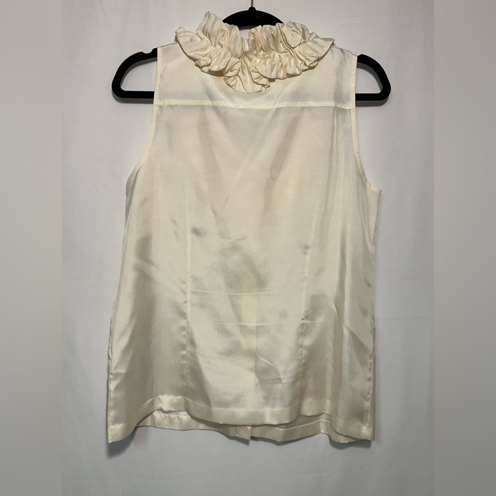 J. Crew Elegant Cream Ruffle Silk Top Sz 8 - Picture 6 of 6
